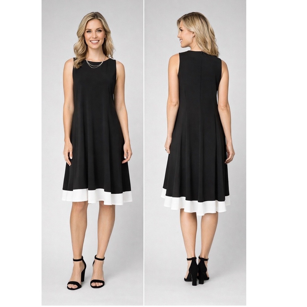 Ralph Lauren Elegant Black W/ White Trim Sleeveless Sheath Dress Size 10 Classic